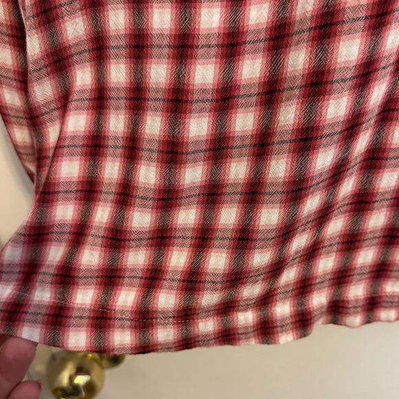 โค๏ธ BOGO Brick Red Plaid peasant style blouse Size Medium - Picture 5 of 10